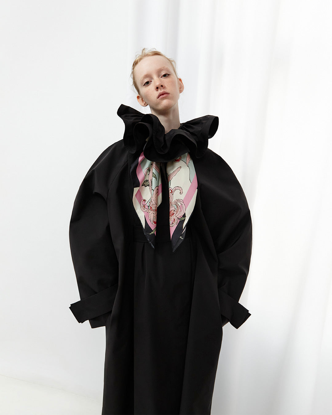 RUFFLE TRENCH OVERSIZED