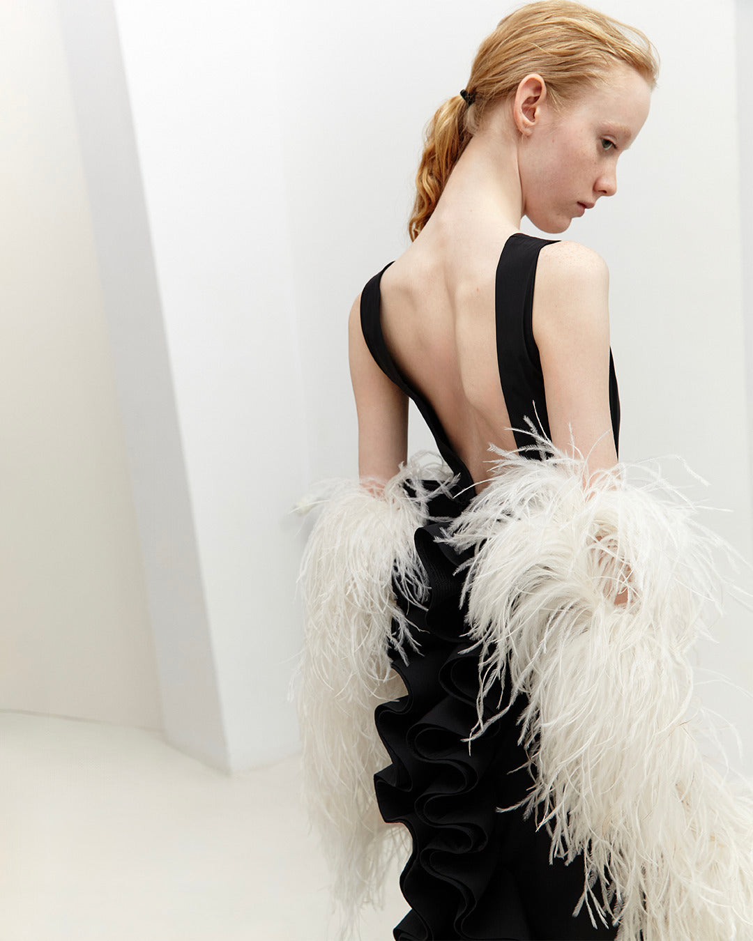 RUFFLE BACK DRESS