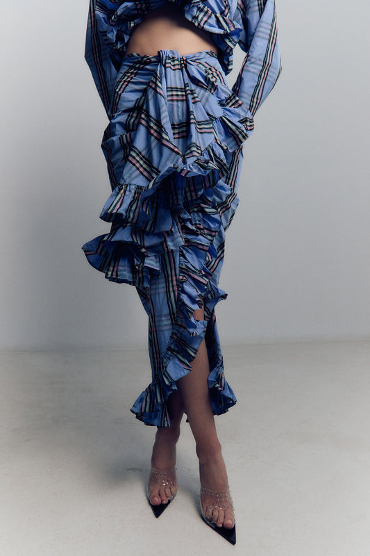 TARTAN CHAOS RUFFLE SKIRT