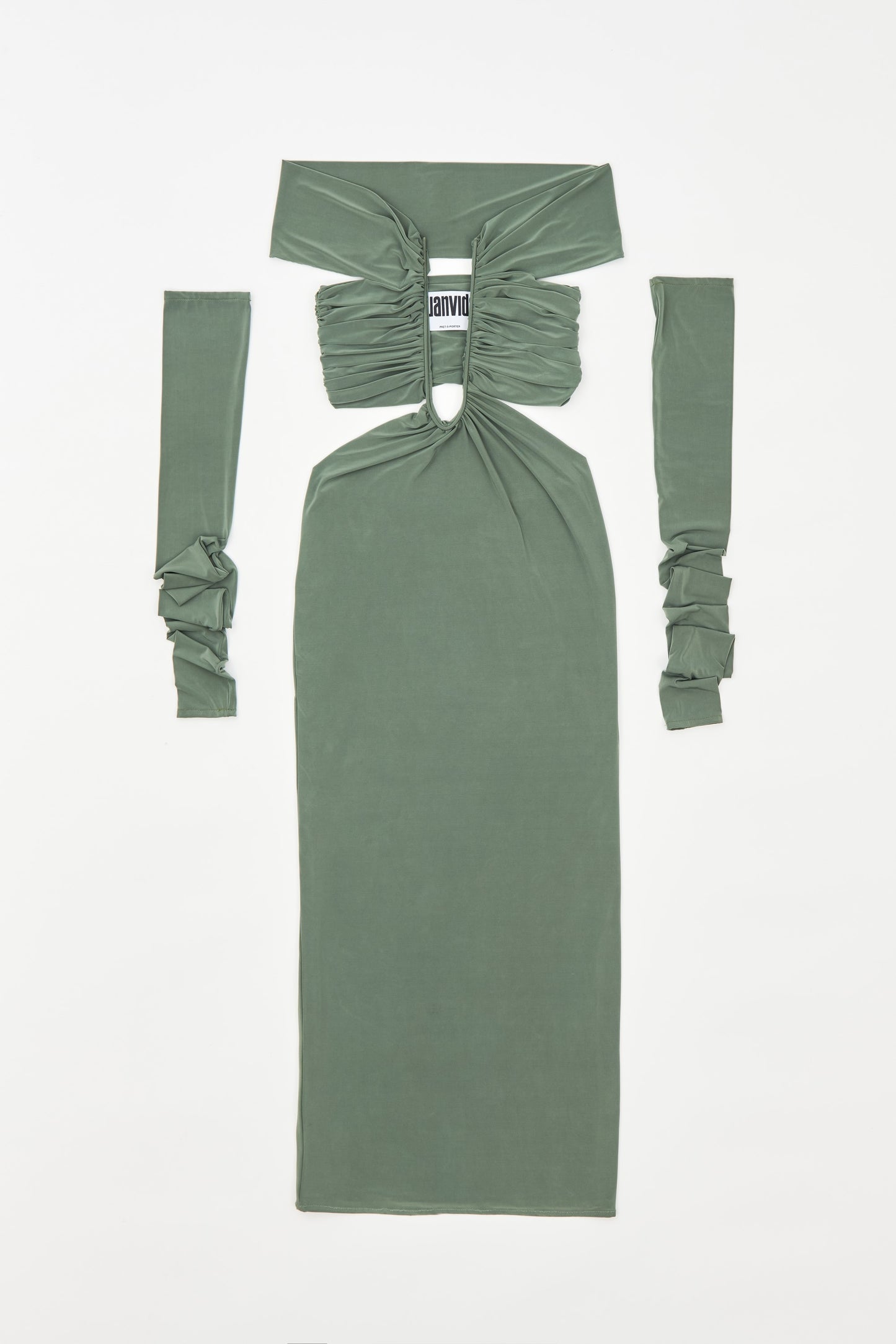 DRAPPED V DRESS