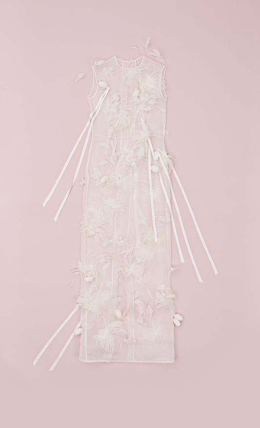 FEATHERS GARDEN COLUMN DRESS