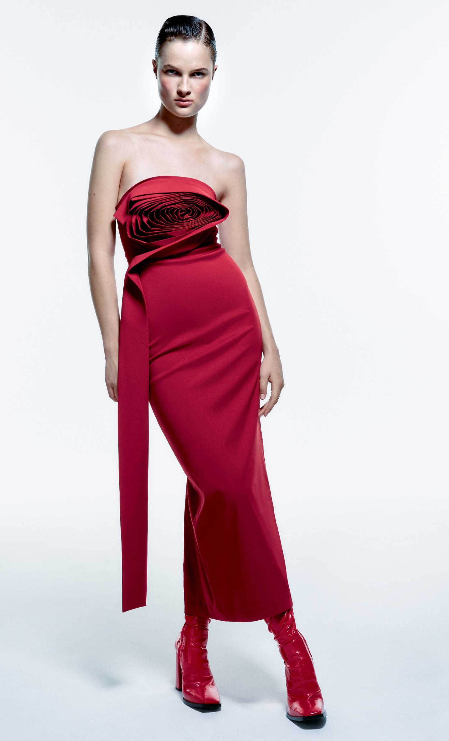 NEW RUFFLE ROSE MAXI DRESS