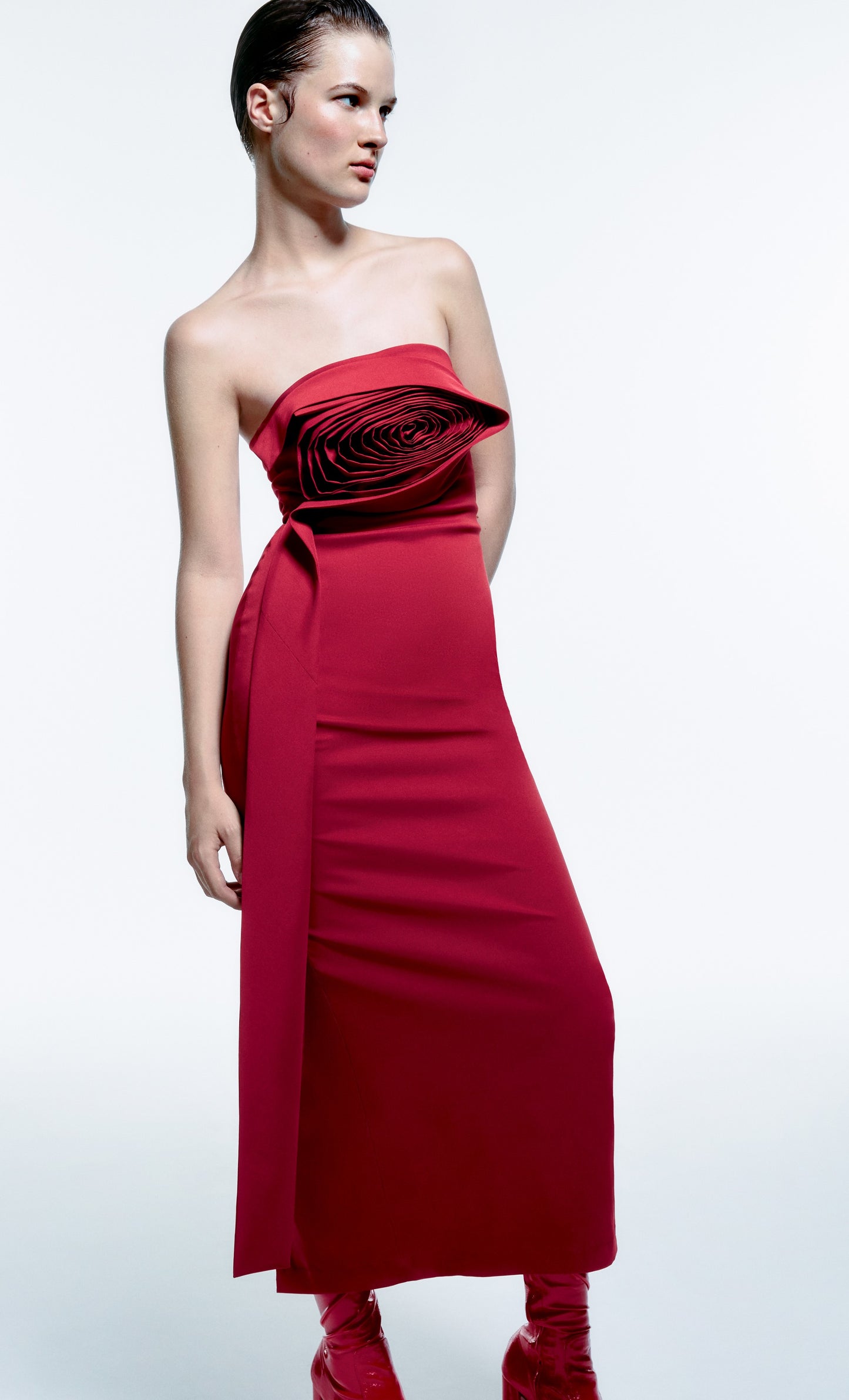 NEW RUFFLE ROSE MAXI DRESS