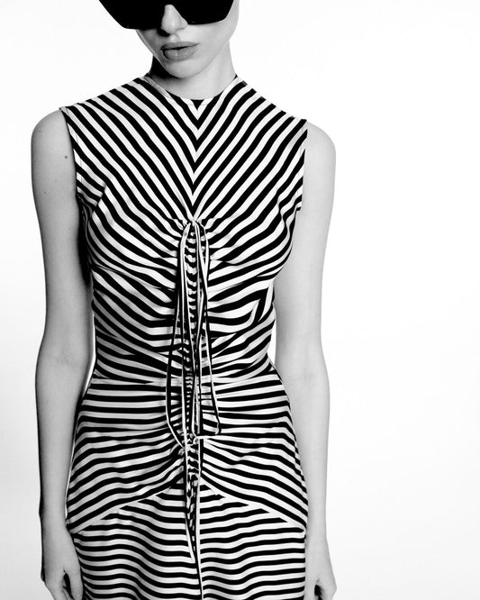 DRAPPED GRAPHIC DRESS