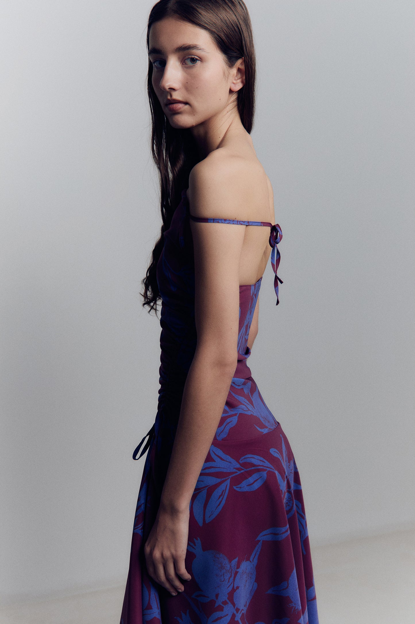 ONE SIDE RUCHING DRESS