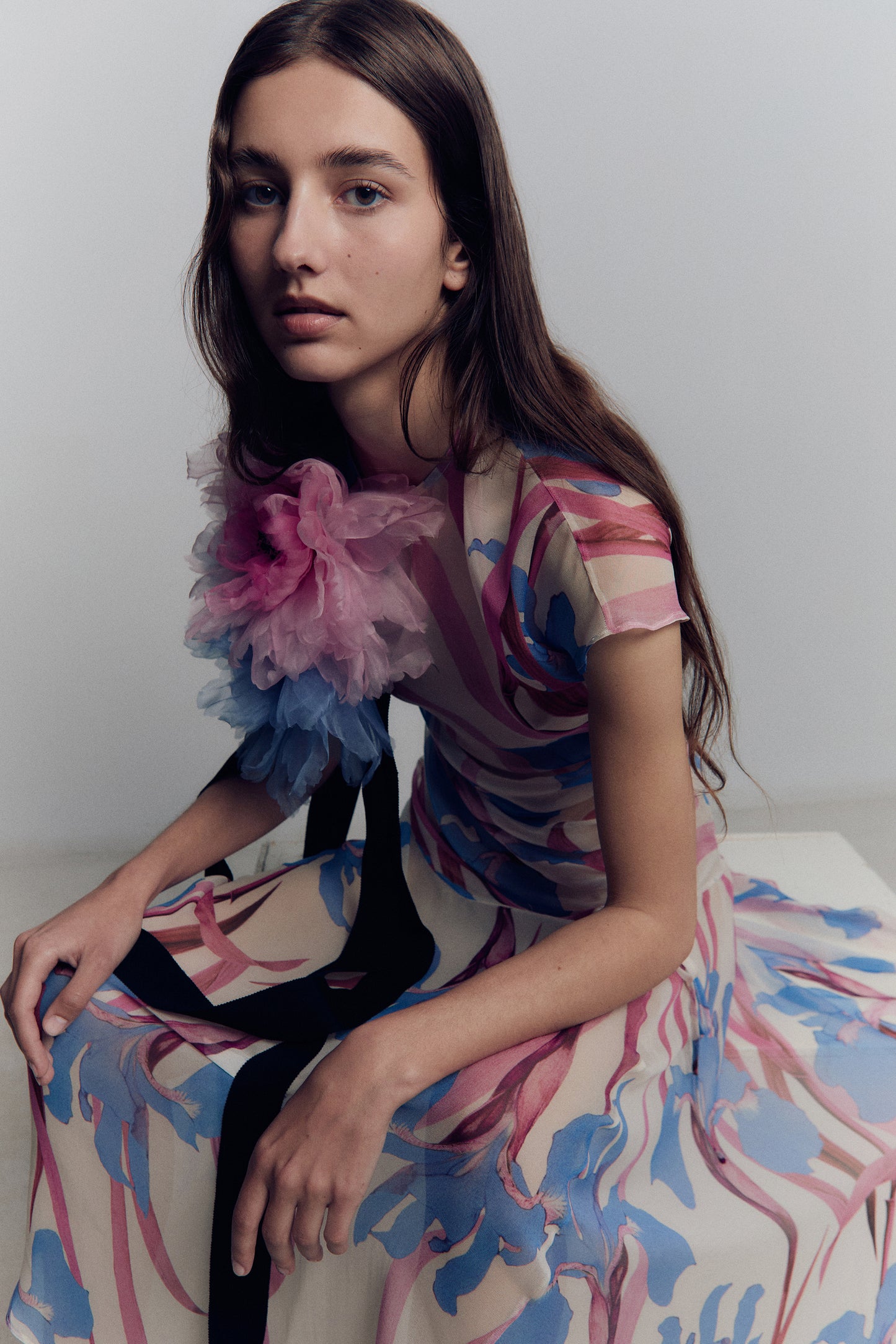 IRIS CHIFFON MIDI DRESS