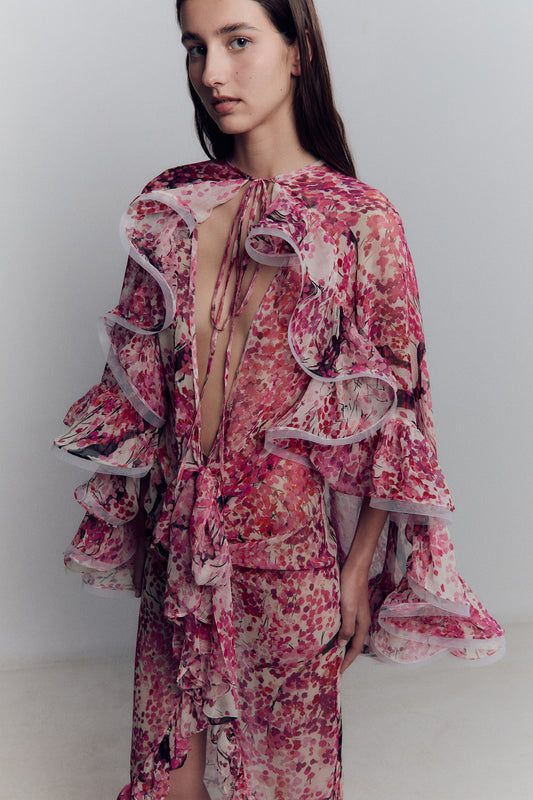 CHIFFON RUFFLE CAPE