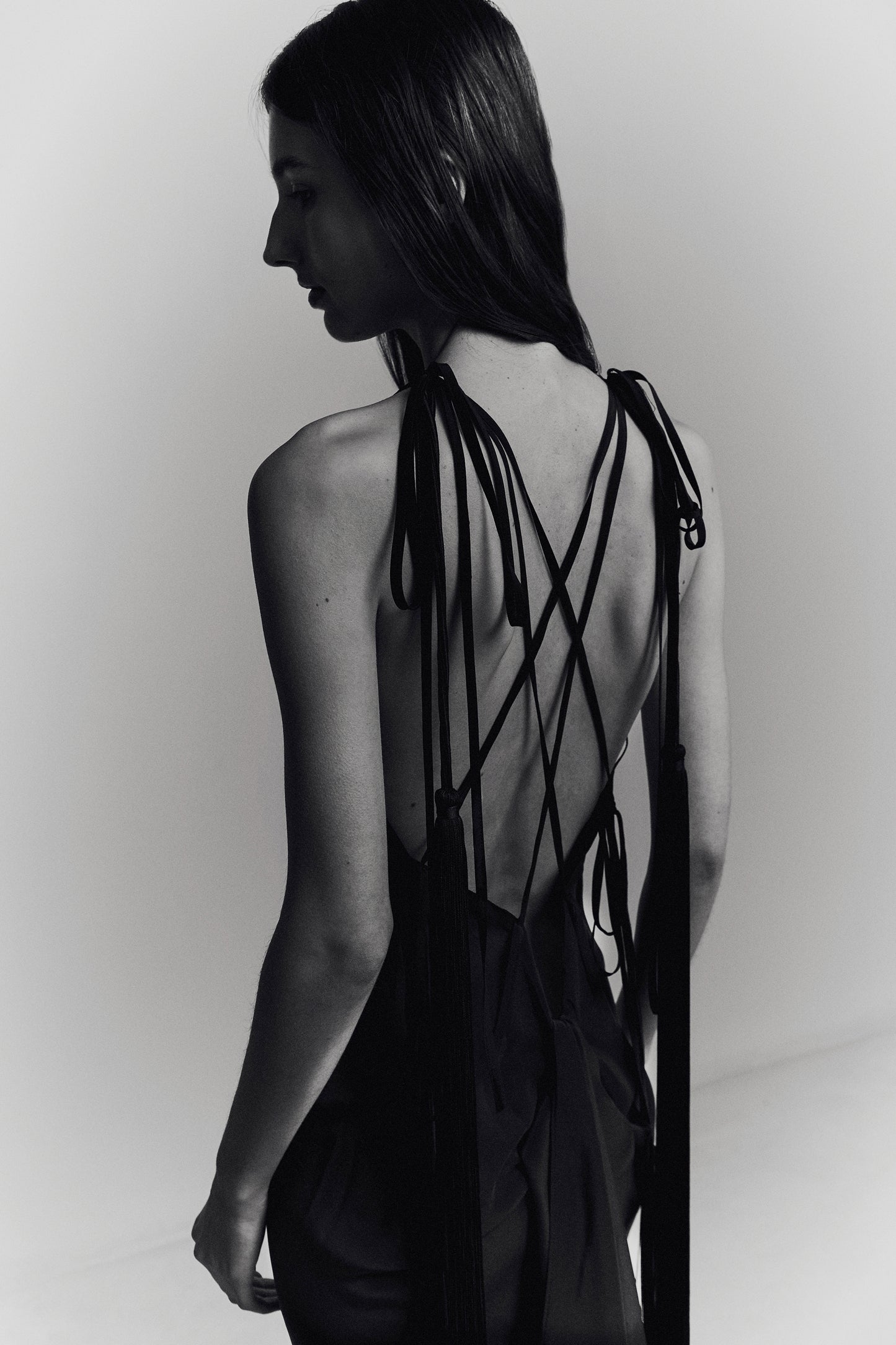 HALTER CROSS BACK GOWN