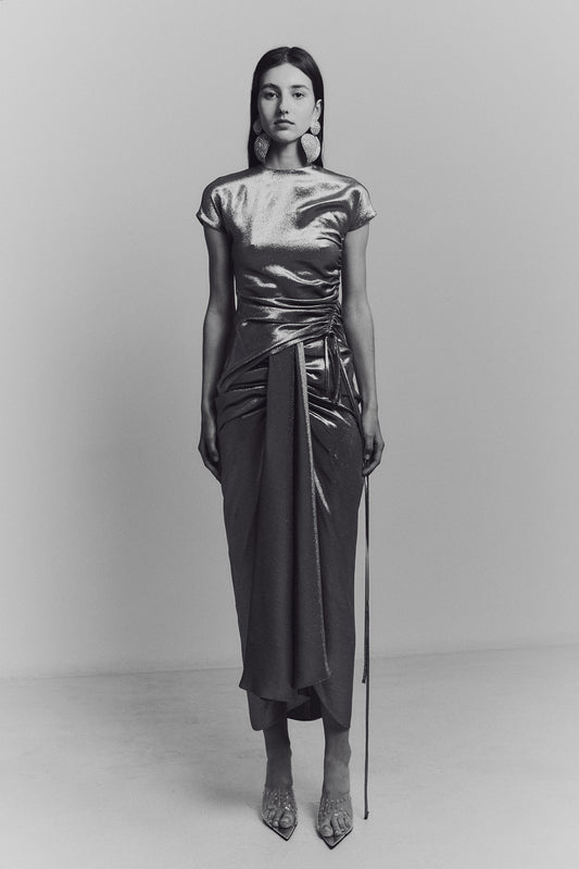 LAMÉ KNOT SKIRT