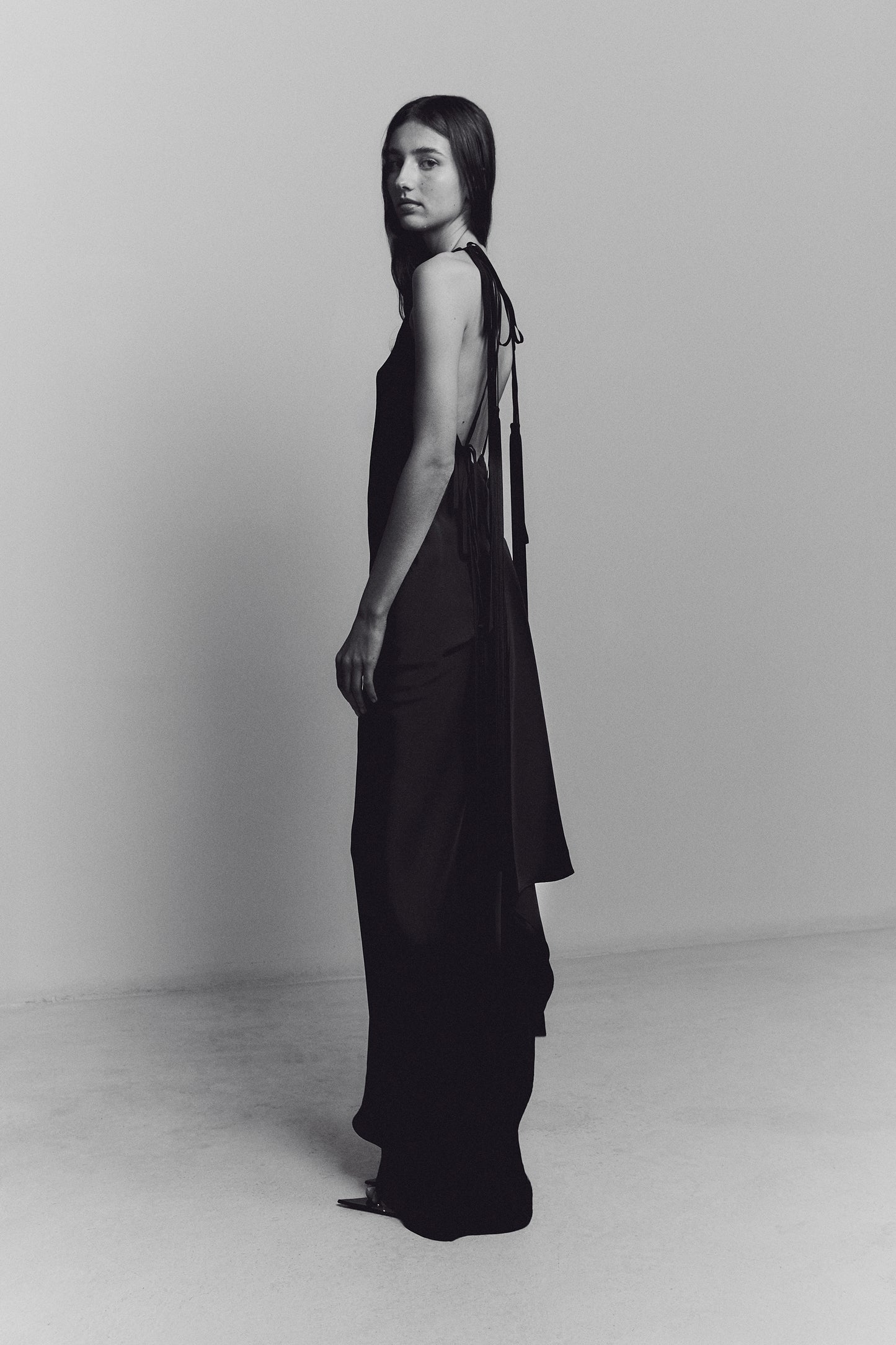 HALTER CROSS BACK GOWN
