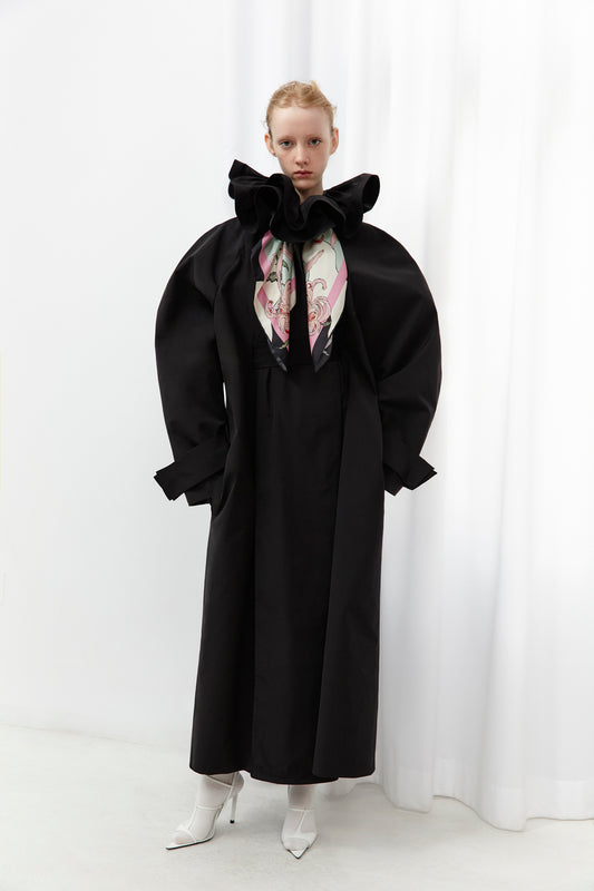 RUFFLE TRENCH OVERSIZED